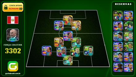 Imagem da oferta [FORÇA: 3302] MESSI 110 + CR7 108 + NEYMAR 106 + RONALDINHO 105 - CONTA EFOOTBALL MOBILE