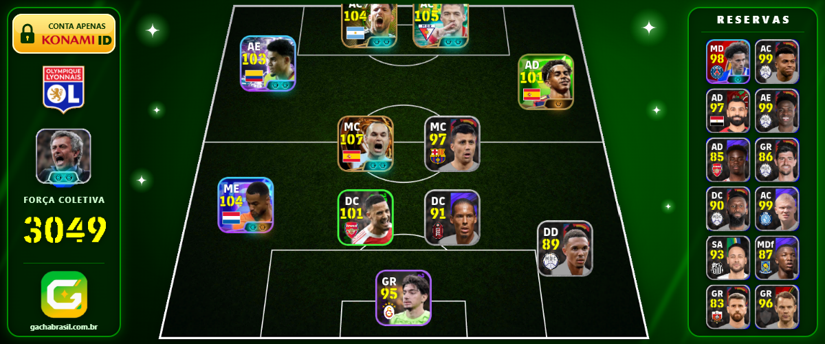 Imagem da oferta [FORÇA: 3049] INIESTA 107 + SUAREZ 105 + AGUERO 104 + DIAZ 103 - CONTA EFOOTBALL MOBILE