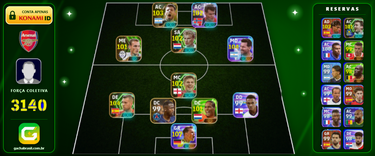Imagem da oferta [FORÇA: 3140] MESSI 104 + MBAPPE 100 + AGUERO 103 + GERRARD 102 - CONTA EFOOTBALL MOBILE