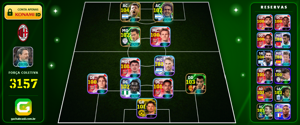 Imagem da oferta [FORÇA: 3157] PACK ARSENAL + BORUSSIA DORTMUND + MANCHESTER UNITED - CONTA EFOOTBALL MOBILE