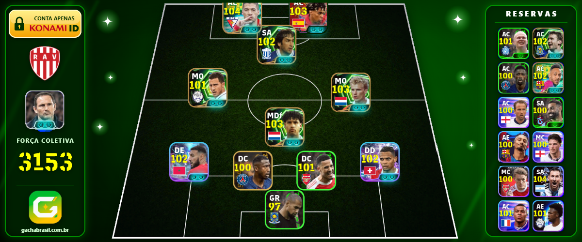 Imagem da oferta [FORÇA: 3153] BERGKAMP 103 + SUAREZ 104 + RIJKAARD 103 + YAMAL 103 - CONTA EFOOTBALL MOBILE