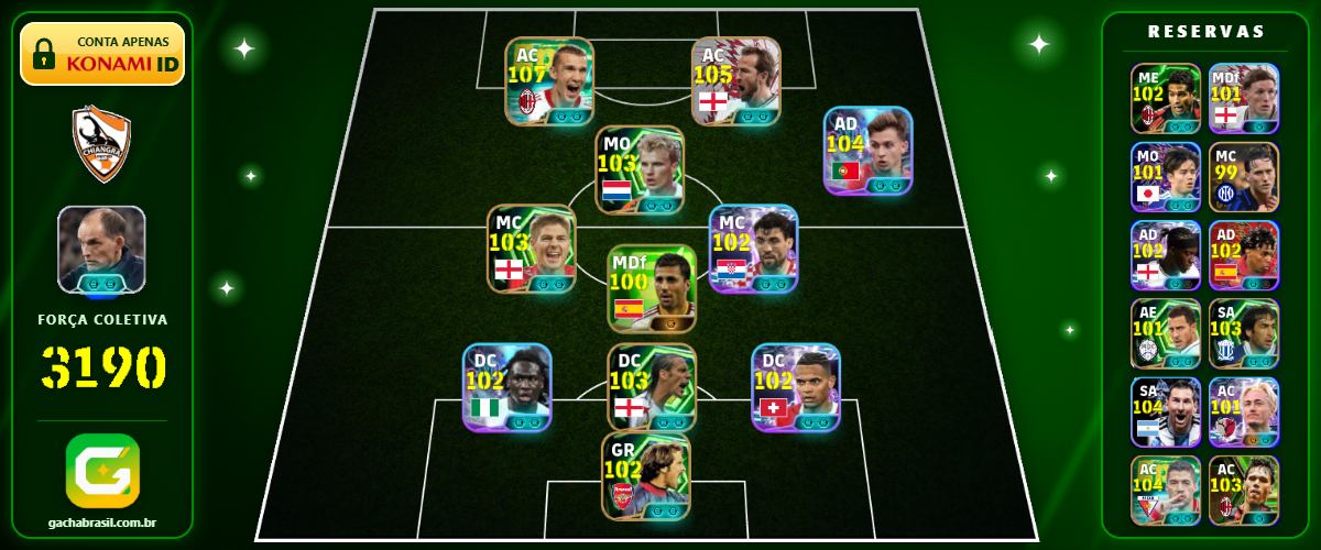 Imagem da oferta [FORÇA: 3190] SHEVCHENKO 107 + KANE 105 + FERDINAND 103  - CONTA EFOOTBALL MOBILE