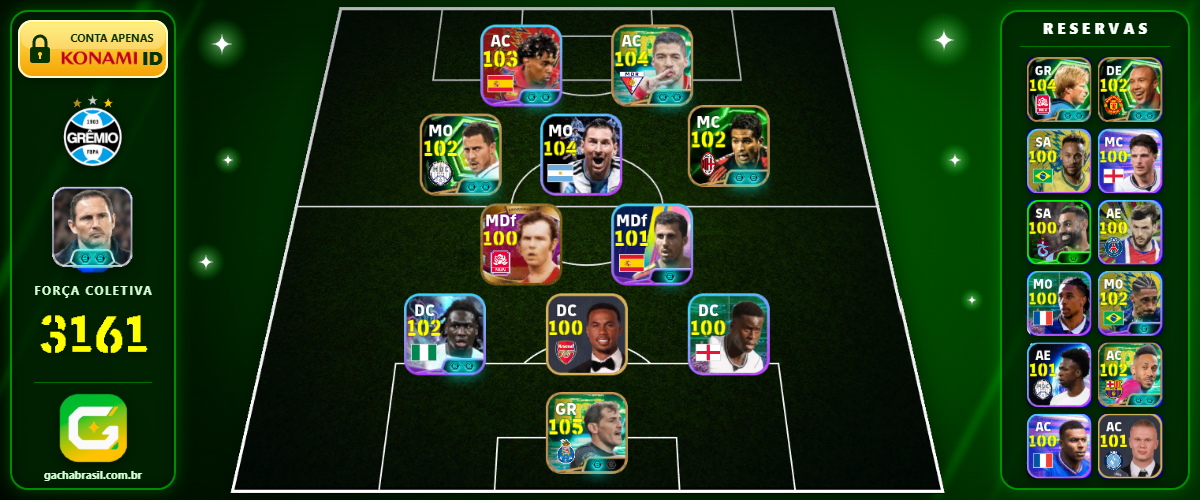 Imagem da oferta [FORÇA: 3161] CASILLAS 105 + MESSI 104 + SCHMEICHEL 104 + SUAREZ 104 - CONTA EFOOTBALL MOBILE
