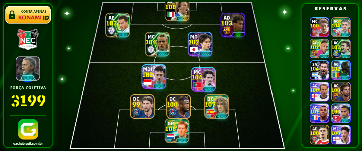 Imagem da oferta [FORÇA: 3199] VAN DER SAR 108 + DEL PIERO 108 + PUYOL 107 + GUTI 104 - CONTA EFOOTBALL MOBILE