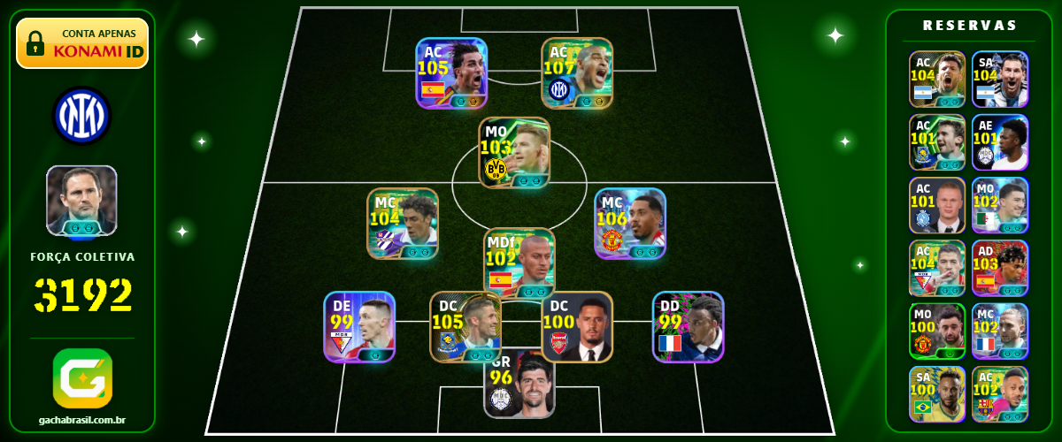 Imagem da oferta [FORÇA: 3192] ADRIANO 107 + MAINOO 106 + MORIENTES 105 + FERMÍN 105 - CONTA EFOOTBALL MOBILE