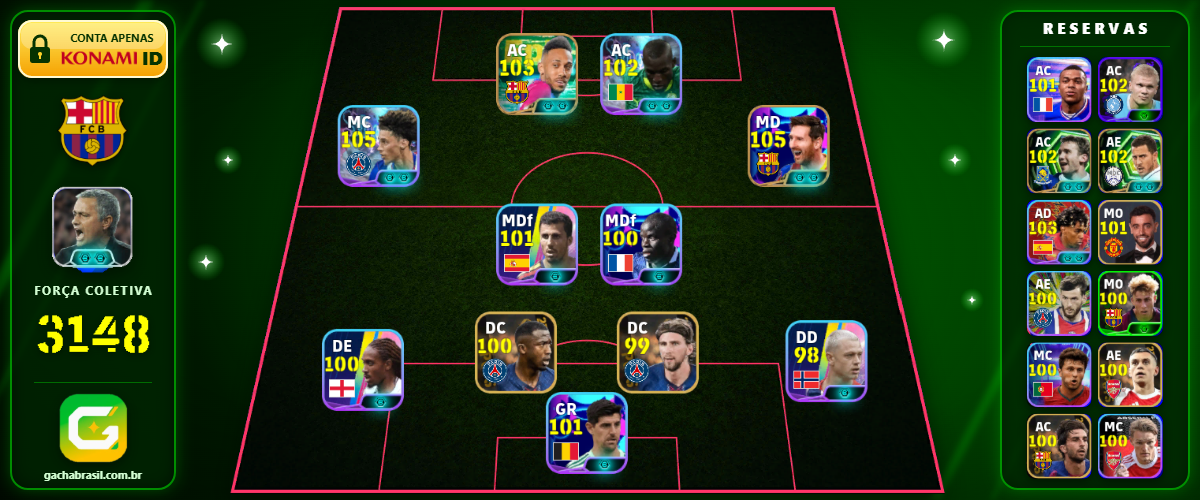Imagem da oferta [FORÇA: 3148] MESSI 105 +AKLIOUCHE 105 + YAMAL 103 + AUBAMEYANG 103 - CONTA EFOOTBALL MOBILE