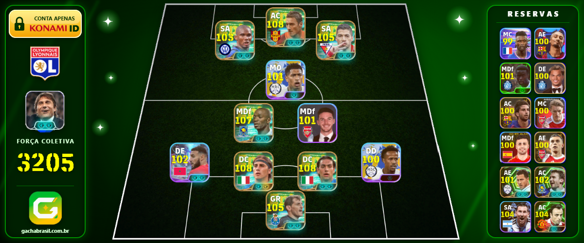 Imagem da oferta [FORÇA: 3205] TOTTI 108 + MAKÉLÉLÉ 107 + CANNAVARO 108 + NESTA 108 - CONTA EFOOTBALL MOBILE