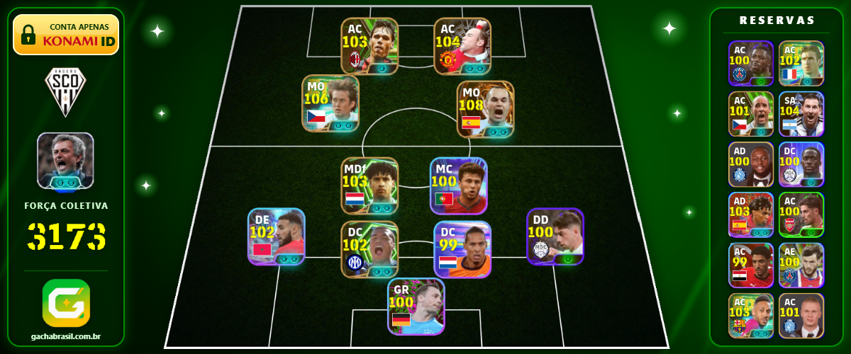 Imagem da oferta [FORÇA: 3173] INIESTA 108 + ROSICKY 106 + MESSI 104 + ROONEY 104 - CONTA EFOOTBALL MOBILE